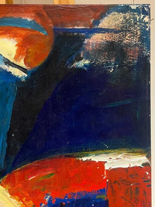 Large French 20th Century Abstract Expression Oil Painting on Canvas - Image 8