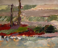 Large French 20th Century Abstract Expression Oil Painting on Canvas