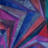 Large Modern French Converging Geometric Abstraction Oil Painting Signed