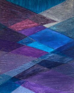 Large Modern French Abstract Oil Painting Converging Geometric Abstraction
