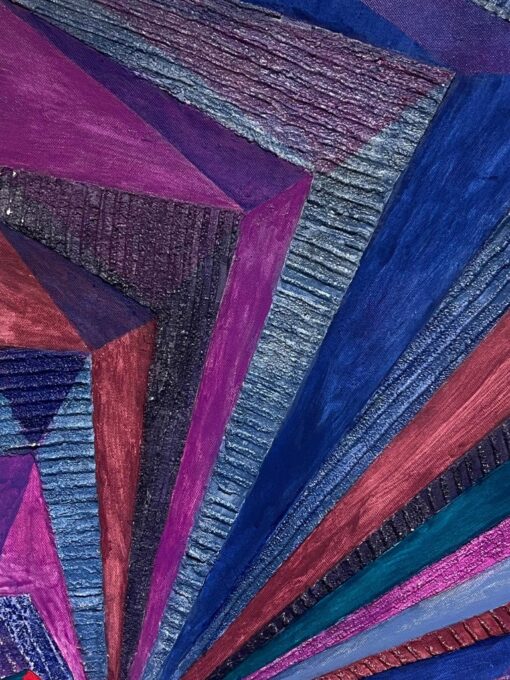 Large Modern French Converging Geometric Abstraction Oil Painting Signed - Image 5