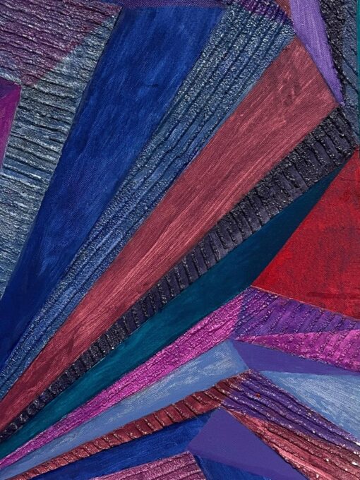 Large Modern French Converging Geometric Abstraction Oil Painting Signed - Image 6