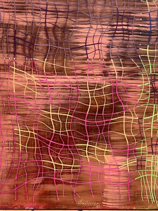 French 20th Century Abstract Composition Oil Painting on Canvas - Image 3