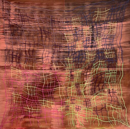 French 20th Century Abstract Composition Oil Painting on Canvas