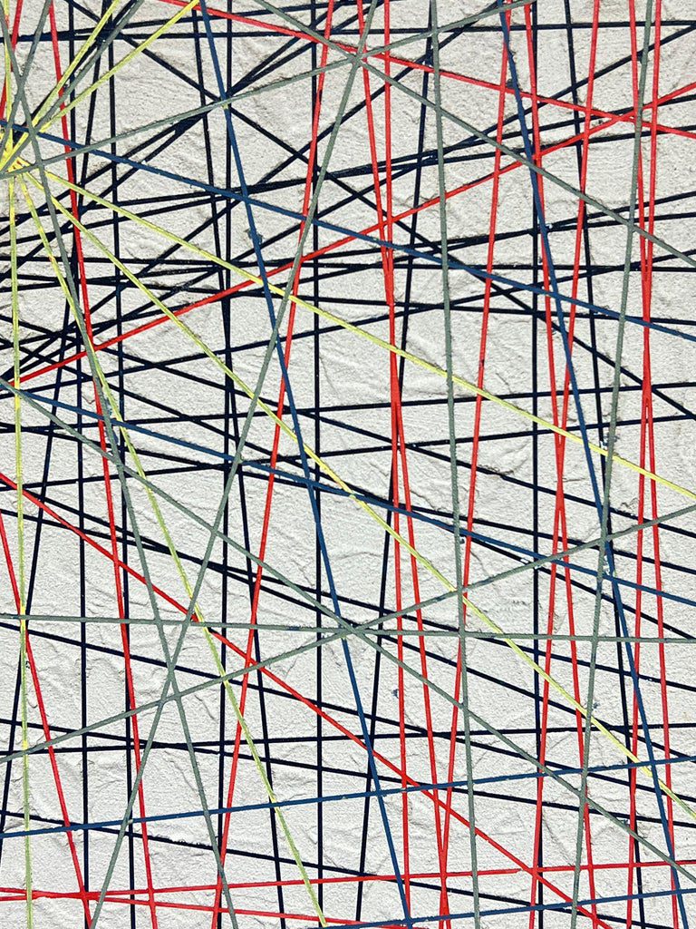 1970's French Geometric Abstract Large Oil Painting on Canvas, signed - Image 2