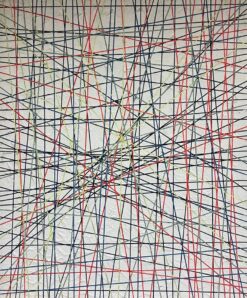 1970's French Geometric Abstract Large Oil Painting on Canvas, signed
