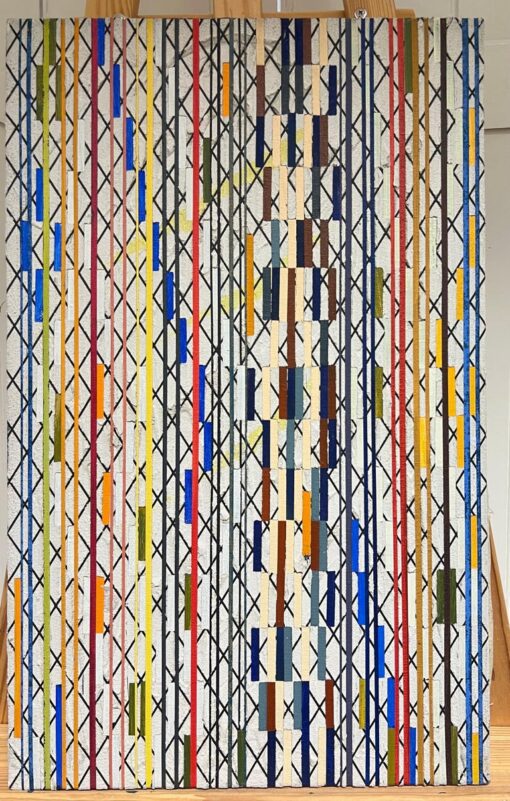 French 20th Century Geometric Abstract with Intersecting Lines and Bold Colors - Image 2