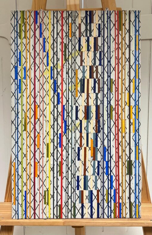 French 20th Century Geometric Abstract with Intersecting Lines and Bold Colors - Image 3