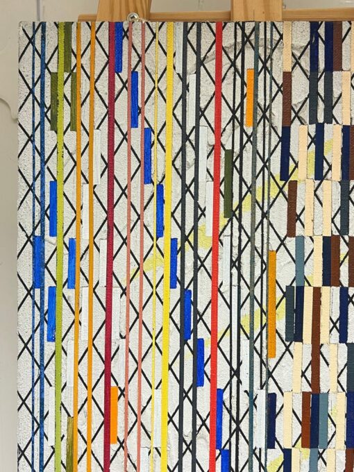 French 20th Century Geometric Abstract with Intersecting Lines and Bold Colors - Image 5
