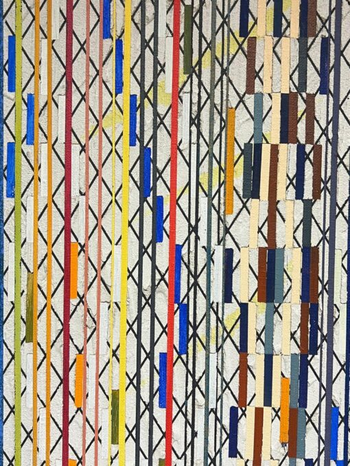 French 20th Century Geometric Abstract with Intersecting Lines and Bold Colors - Image 6