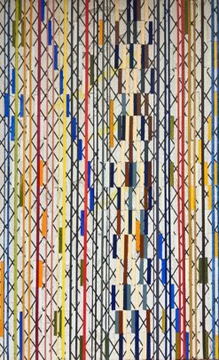 French 20th Century Geometric Abstract with Intersecting Lines and Bold Colors