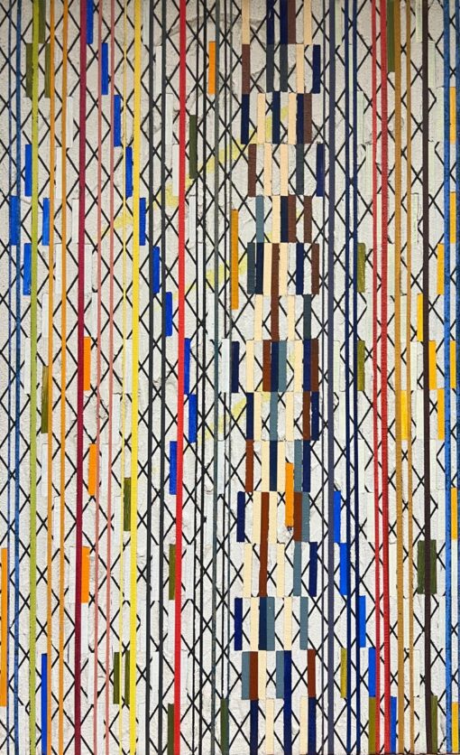 French 20th Century Geometric Abstract with Intersecting Lines and Bold Colors