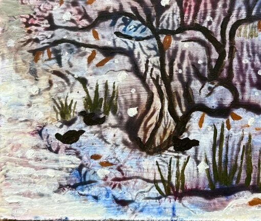 1960's British Surrealist Oil Painting - Winter Tree in Bloom - Image 4
