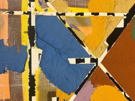 French 1970's Abstract Composition Mixed Media Painting on Canvas signed/ dated - Image 3
