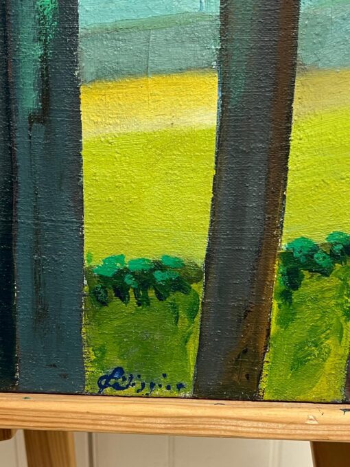 French 20th Century Lush Forest View with Vibrant Colors Impressionist Oil - Image 7