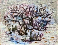 1960's British Surrealist Oil Painting - Winter Tree in Bloom