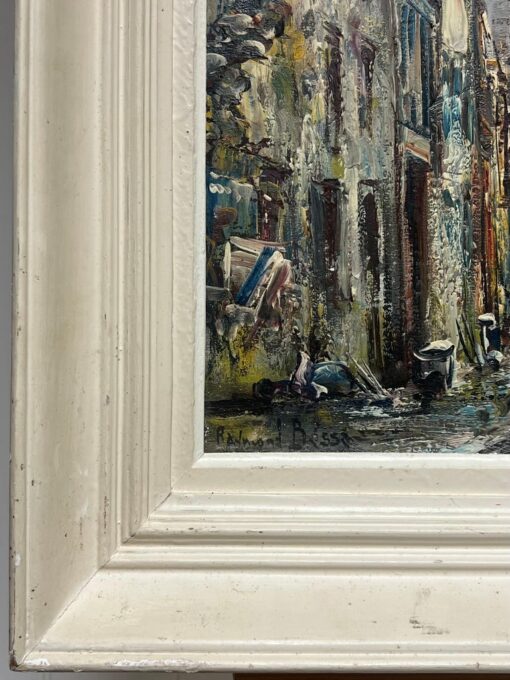 Mid 20th Century French Expressionist Signed Oil Painting French Cathedral City - Image 10