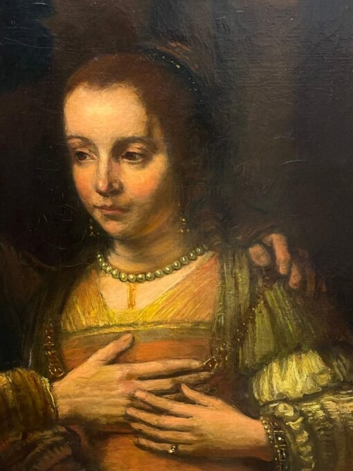 Huge Antique Dutch Old Master Oil Painting The Jewish Bridge after Rembrandt - Image 4