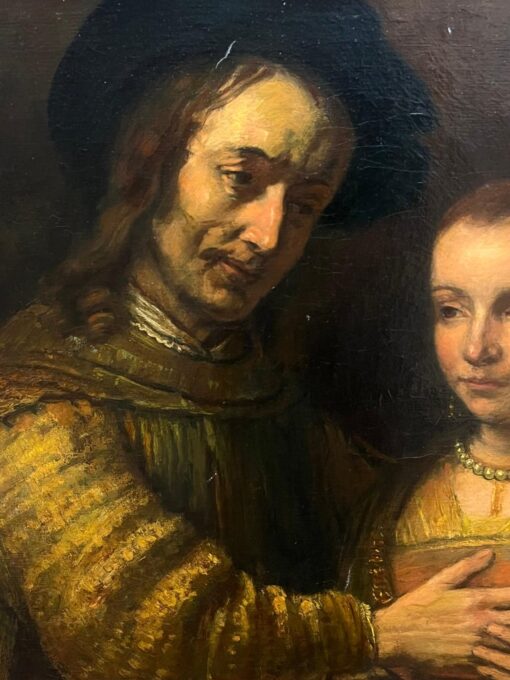 Huge Antique Dutch Old Master Oil Painting The Jewish Bridge after Rembrandt - Image 5