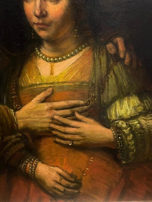 Huge Antique Dutch Old Master Oil Painting The Jewish Bridge after Rembrandt - Image 6