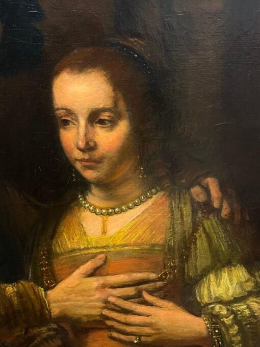 Huge Antique Dutch Old Master Oil Painting The Jewish Bridge after Rembrandt - Image 7
