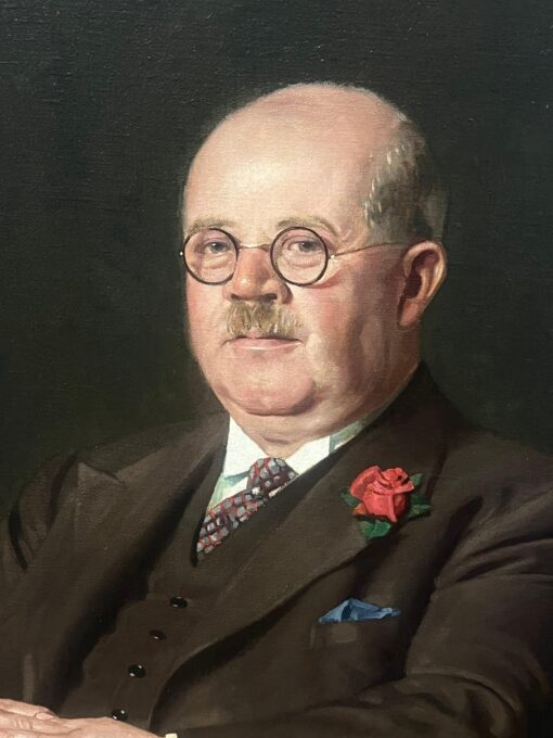 Huge British Mid 20th Century Portrait of a Bank Manager Signed Oil Painting - Image 3