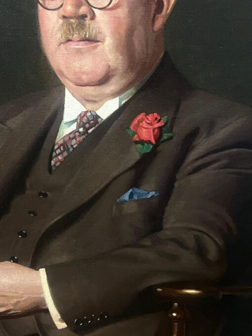 Huge British Mid 20th Century Portrait of a Bank Manager Signed Oil Painting - Image 4