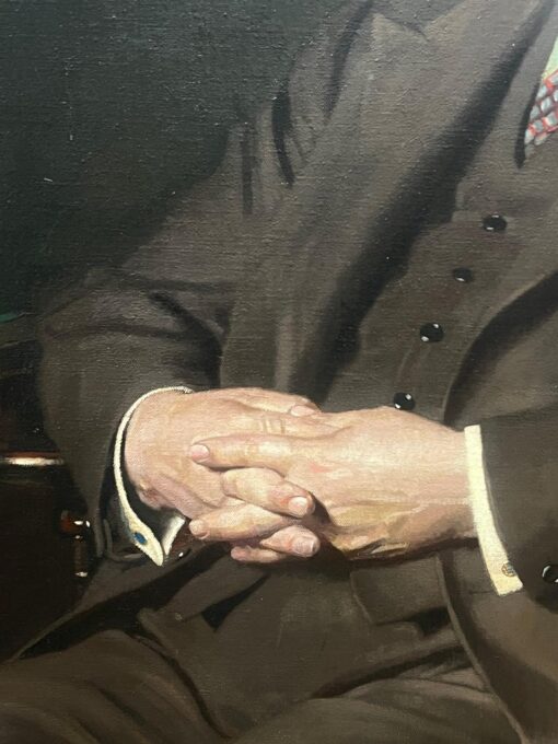 Huge British Mid 20th Century Portrait of a Bank Manager Signed Oil Painting - Image 5