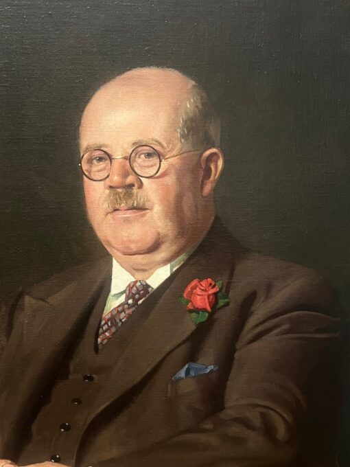 Huge British Mid 20th Century Portrait of a Bank Manager Signed Oil Painting - Image 9