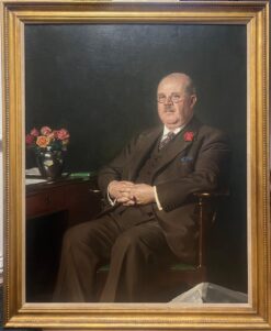 Huge British Mid 20th Century Portrait of a Bank Manager Signed Oil Painting