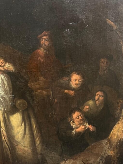 Fine 17th Century Dutch Old Master Oil Painting Interior Scene Many Figures - Image 4