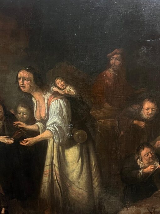 Fine 17th Century Dutch Old Master Oil Painting Interior Scene Many Figures - Image 5