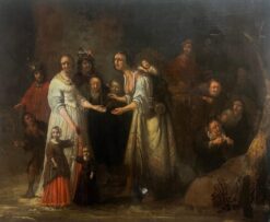 Fine 17th Century Dutch Old Master Oil Painting Interior Scene Many Figures