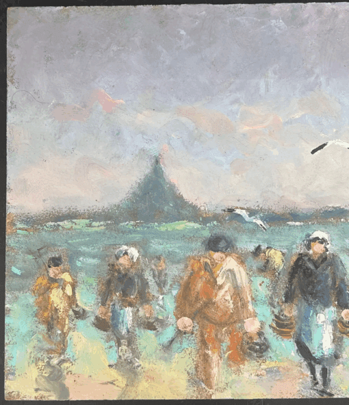 Fishermen & Figures Carrying Their Catches In Wicker Baskets French Oil Painting - Image 4