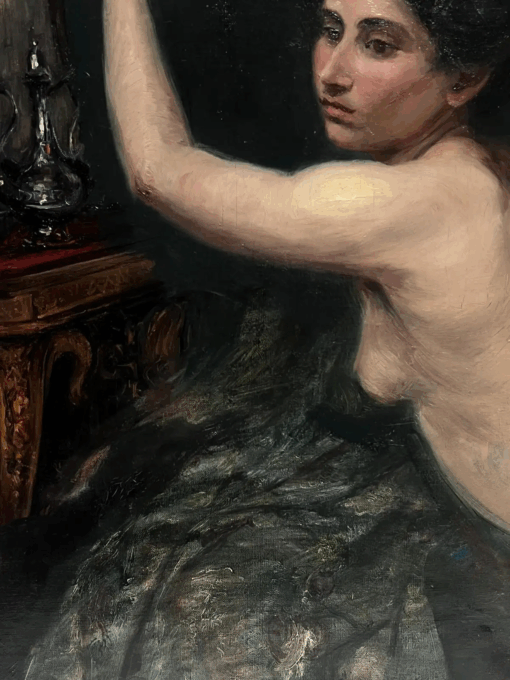 19th Century French Symbolist Oil Painting Sketch of Artists Nude Model Posing - Image 3