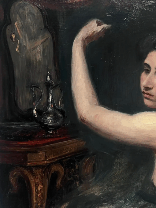 19th Century French Symbolist Oil Painting Sketch of Artists Nude Model Posing - Image 4