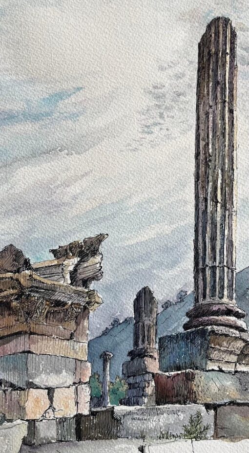 French Watercolor of Ruins of Glanum in Saint-Rémy-de-Provence - Image 7