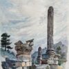 French Watercolor of Ruins of Glanum in Saint-Rémy-de-Provence