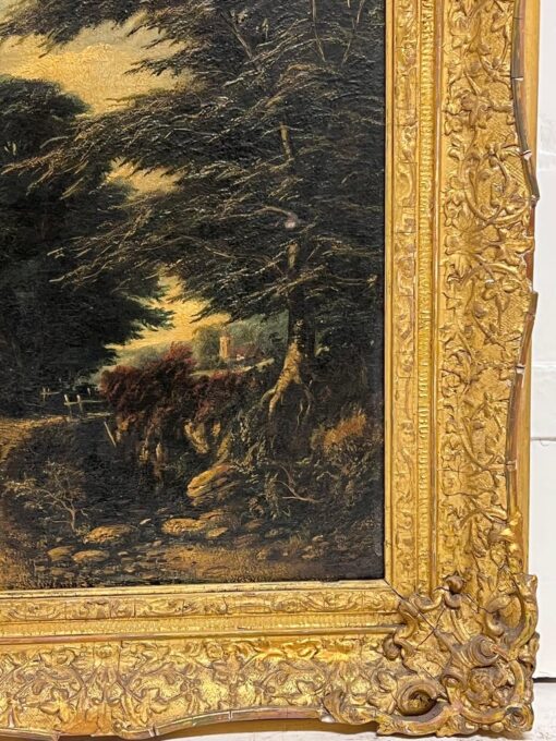 Fine 1830's English Oil Painting on panel Countryside Rural Lane with Gilt Frame - Image 3