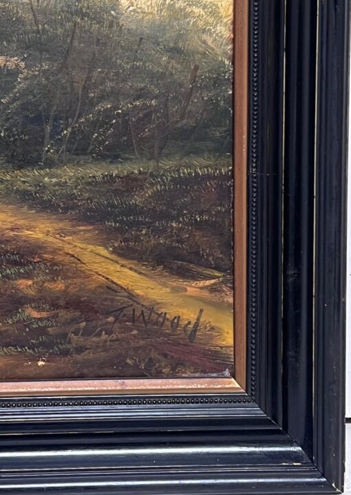 Antique English Oil Painting Sheep in Pastoral Landscape Golden Light - Image 7