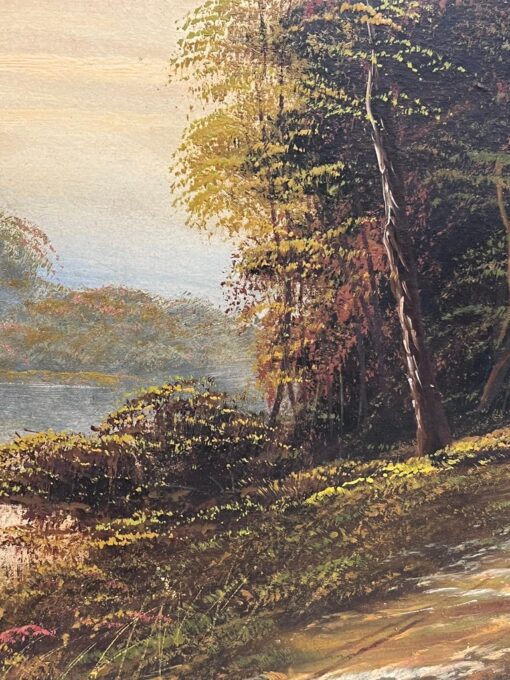 Tranquil Pastoral Landscape River Grazing Banks of Sunset River Landscape Oil - Image 6