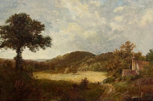 Victorian English Signed Oil Painting 1870's Rural Country Landscape Gilt Framed - Image 2