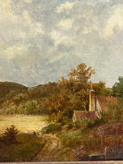 Victorian English Signed Oil Painting 1870's Rural Country Landscape Gilt Framed - Image 4