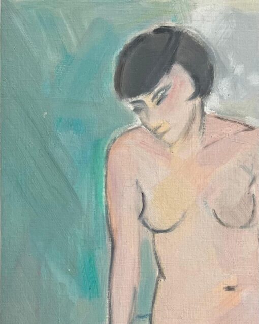 Seated Nude Study in Soft Pastels - Contemporary Oil Painting - Image 3