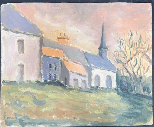 Small Rural Village Village In The Summer Light French Oil Painting - Image 2