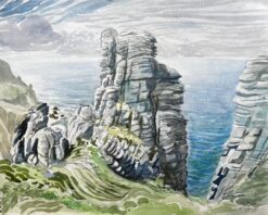 Dorset Coast Rock Formations and Sea View 1977 by John Steane