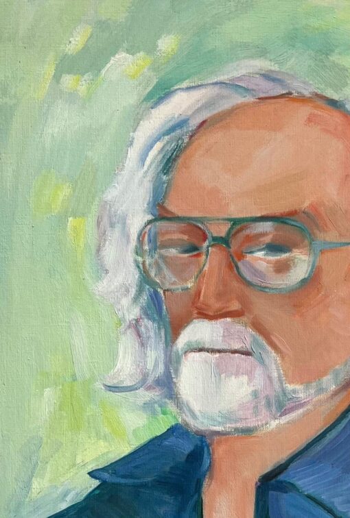 Portrait of a Gentleman in Blue with Glasses - Expressive Oil Painting - Image 3