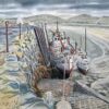 Shetland Harbour Fishing Boats at Low Tide by British Artist John Steane