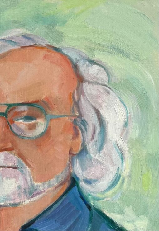Portrait of a Gentleman in Blue with Glasses - Expressive Oil Painting - Image 5