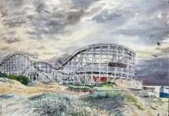 Southport Cyclone Rollercoaster Fairground Scene 1959 by John Steane